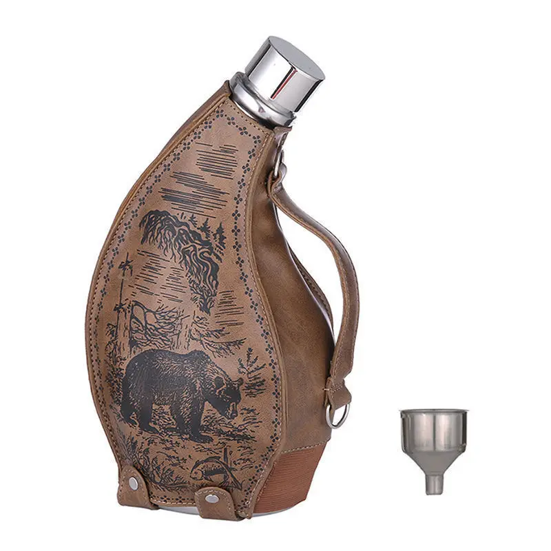 3 pounds stainless steel horn wine pot portable outdoor wine bottle large capacity wine jug new Chinese