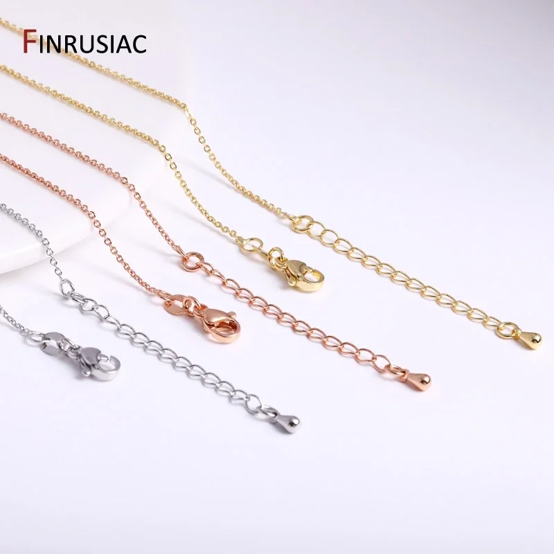High Quality Chains 18K Gold Plated Brass Metal 45cm Chains Necklace 1.2mm/1.6mm Necklace Chains For Jewelry Making Findings