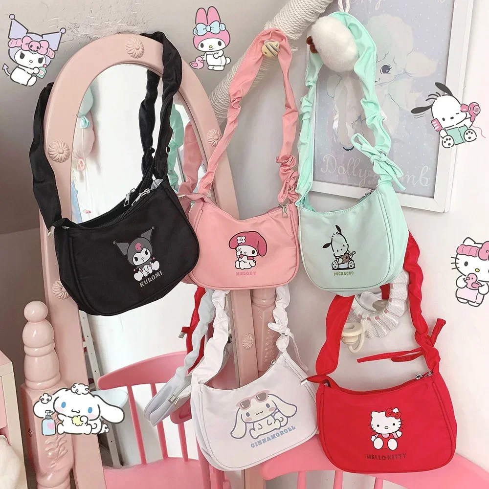 

Sanrio Cartoon Underarm Bag Hello Kitty Kuromi MyMelody Shoulder Bags Portable Satchel Fashion Handbags Commuter Backpacks Gifts