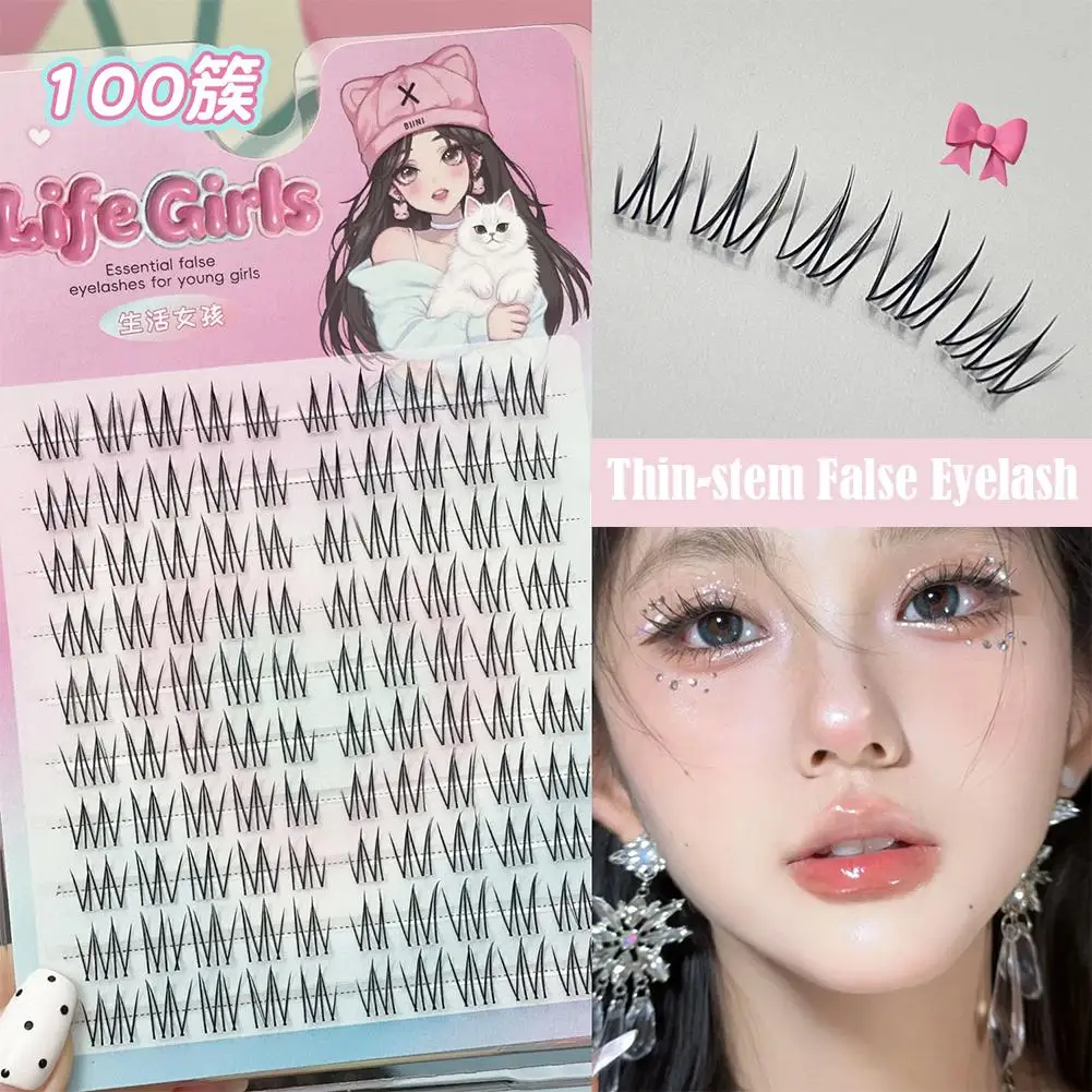 Fuchs-Auge-Katzenaugen-Wimpern, 10 Paar Wispy Spikey Lashes mit unsichtbarem Band, natürliches Aussehen, falsche Wimpern, DIY-Make-up falsch