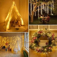 Remote Control USB Firecracker LED Lights with 50-200LED Silver Wire String Fairy Lamp for Bedroom Party Wedding Christmas Decor 3