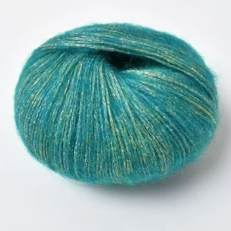 Golden Onion Mohair Thread, 20g Green Tears Silk Mohair Spray Yarn Hand Knitted Shiny Silk Glitter Medium Coarse Wool Dump