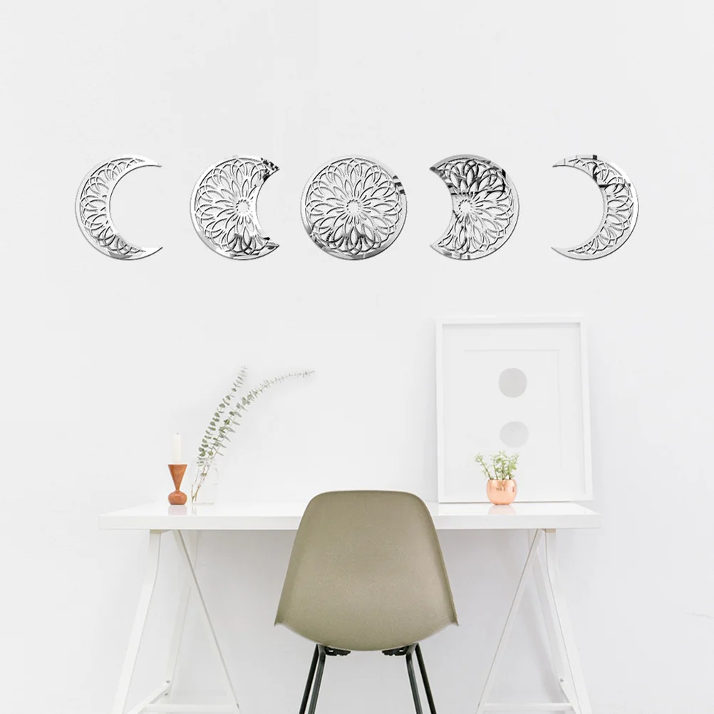 

1Set 3D Crescent Moon Wall Decal Premium Acrylic Mirror Sticker for Office Kitchen Gym Window Wall Decoration DIY Home Interior
