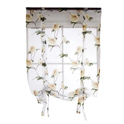 Roman Window Shades Pink Floral Curtains Blackout Semi Sheer for Windows Blind Bedroom Tie up
