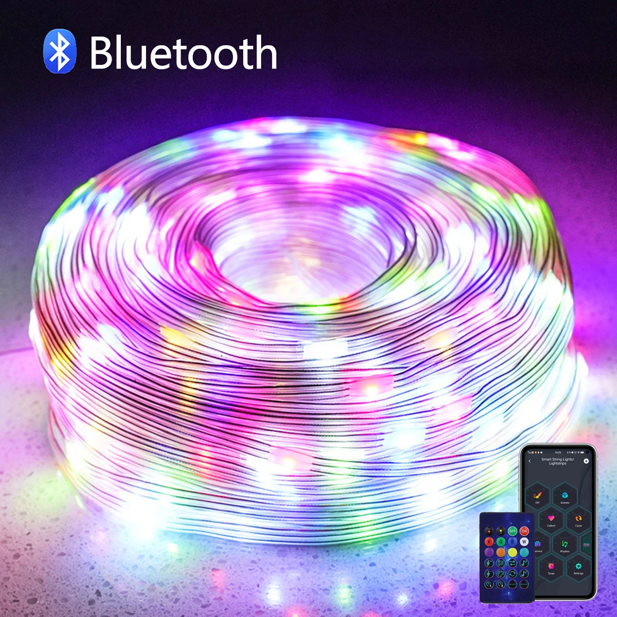 

5 м/10 м/20 м гирлянда Dreamcolor, светодиодные гирлянды, USB Bluetooth, RGBIC, адресный романтический свет-амбинет для вечеринки, рождественского декора