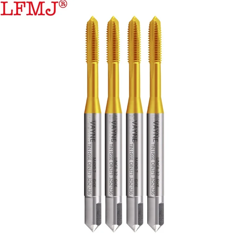 1PCS HSSE DIN 371 376 Standard American Spiral Pointed Tap 2-56 3-48 1/4 5/16 3/8 7/16 7/8 1''-8 Nanocoating  machine Thread Tap