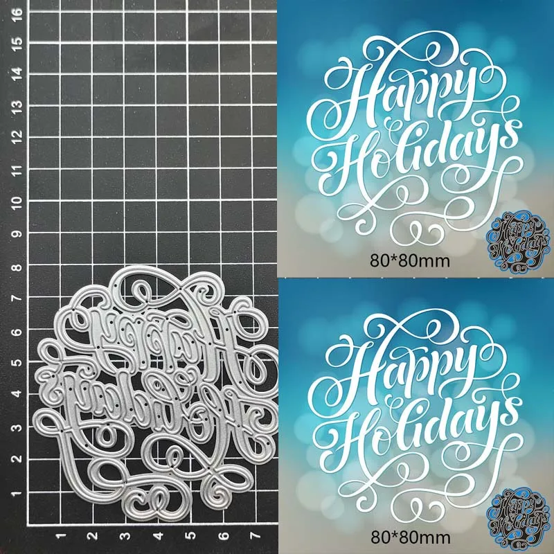 

Happy Holidays Metal Cutting Dies DIY decoration Embossing Handicrafts Template Scrapbook paper card craft Dies mould