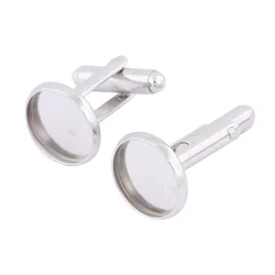 10pcs Stainless Steel Fit 12mm Cabochon Cufflink Base Setting Trays Diy Bezel Cuff Link Blanks For Jewelry Making Supplies