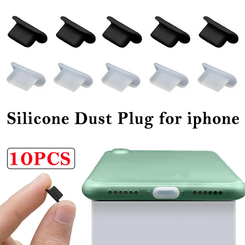 10/5Pcs Silicone Phone Dust Plug  Rubber Charging Port Dustproof Cover Cap Suit for Apple IPhone 13 Pro Max 12 11 X XS 7 8 Plus