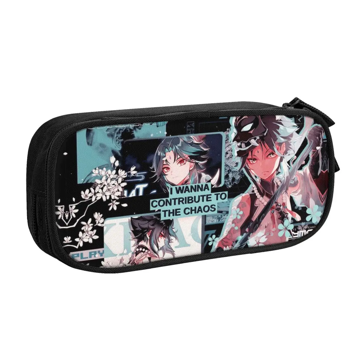 Custom Genshin Impact Xiao Pencil Case for Girl Boy Large Capacity Anime Game Pen Box Bag School Supplies