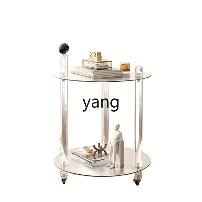 

Yjq acrylic mobile coffee table living room sofa simple balcony tea table bedroom bedside table