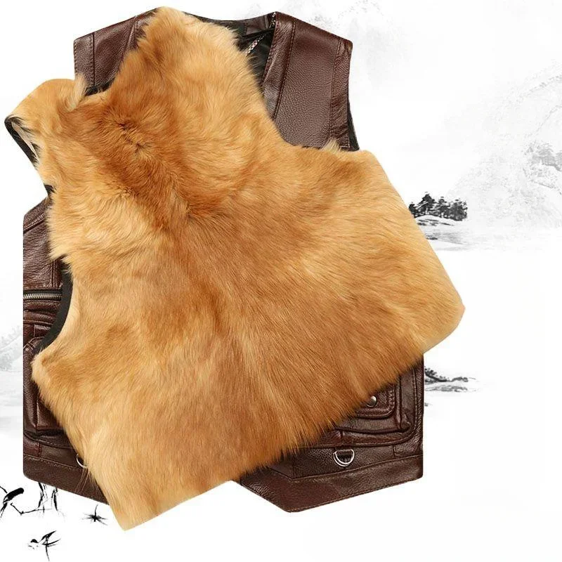 Waistcoat For Men Autumn Winter New Zipper Vest Jacket Male Sleeveless Casual Coats Men Thick Genuine Cow Leather Vest