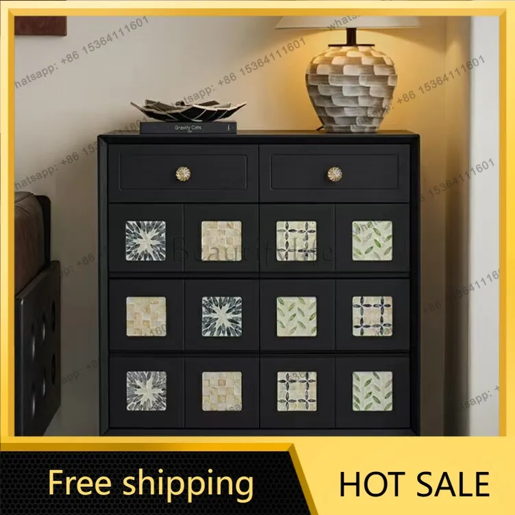 XX. Retro solid wood eight-bucket cabinet living room wall locker