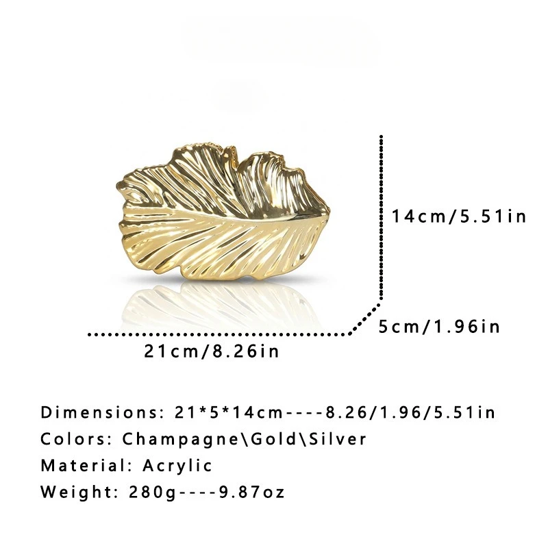 Luxuriöse Goldene Modische Acryl-Blatt-Metall-Box-Handtasche Elegante Dinner-Party-Clutch Umhängetasche für Junge Frauen für Alltägliche Anlässe – Detail 10