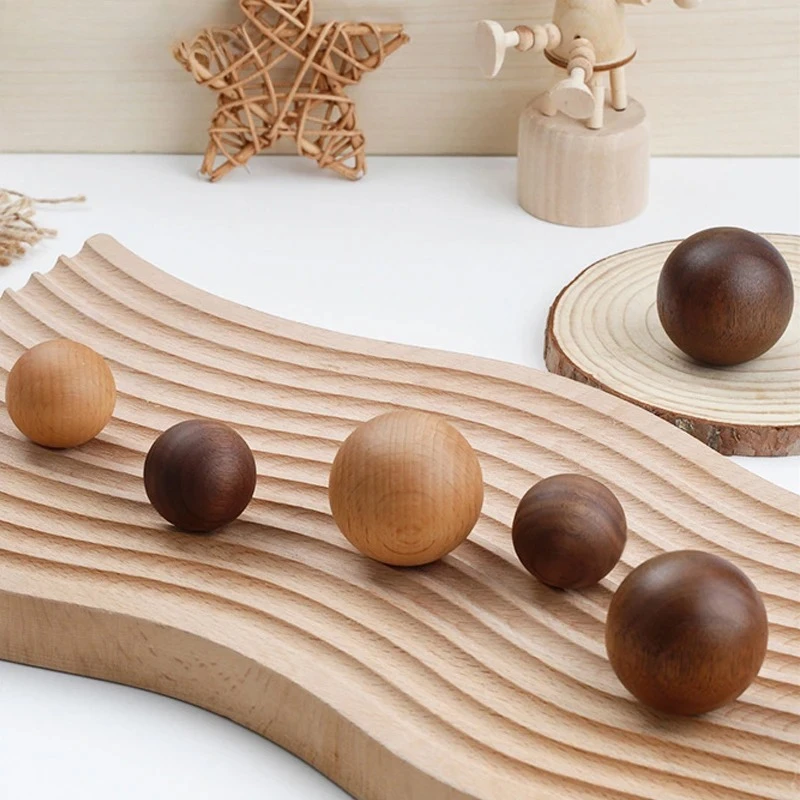 Minimalist Round Walnut Wood Knob Kitchen Cabinet Door Handle Natural Walnut Ash Beech Decor Ball Furniture Hardware Pulls Knob