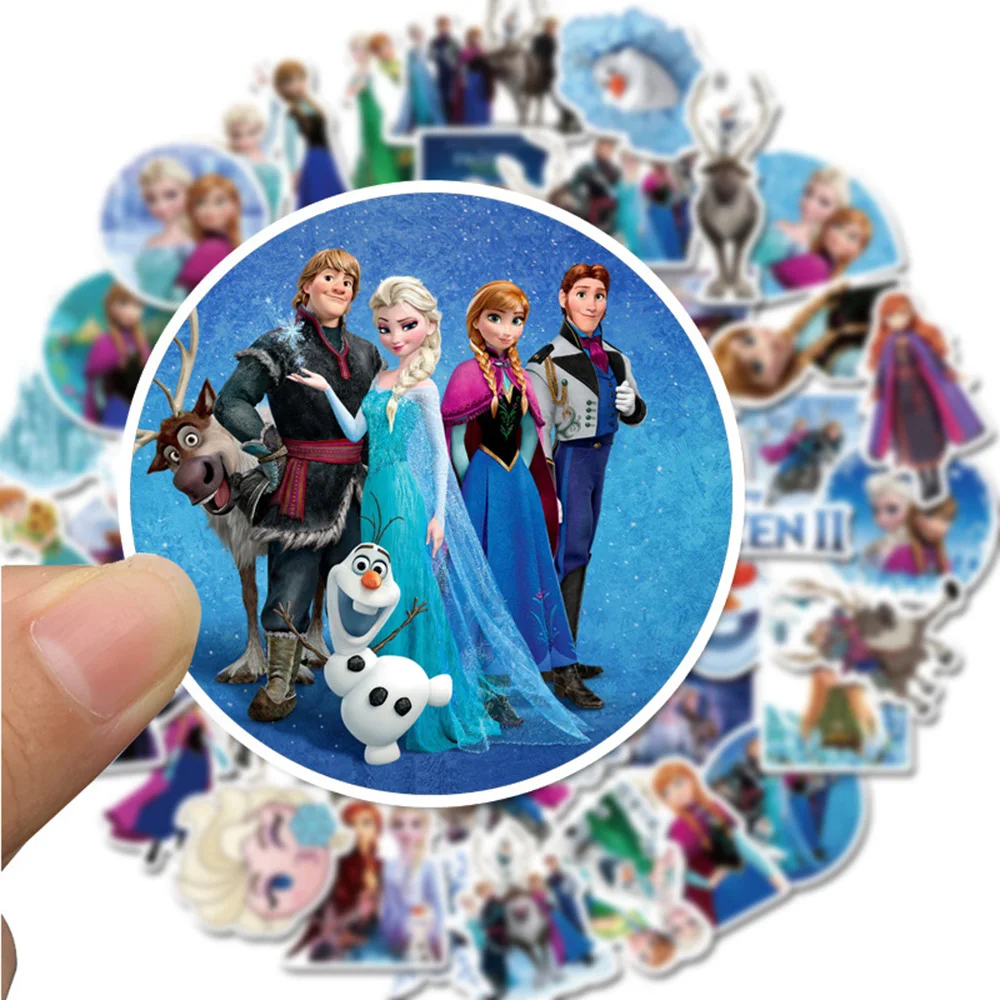 10/30/50pcs Disney Cute Anime Frozen Cartoon Stickers Elsa Princess Graffiti Decal Laptop Skateboard Waterproof Sticker Kids Toy