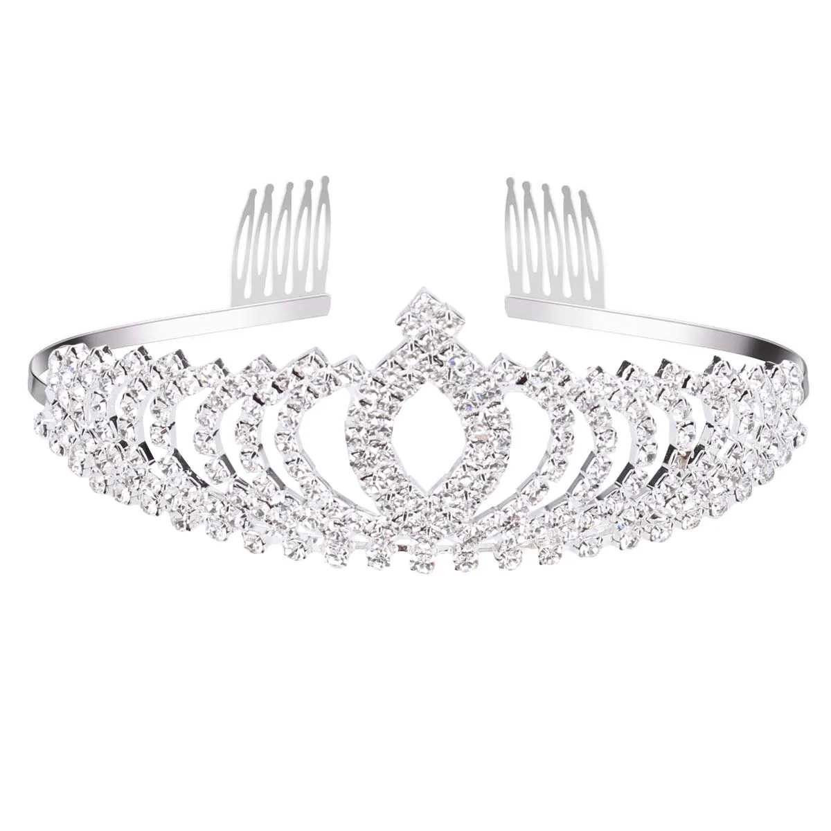 

Crown Headband 16 5cm W 4 5cm H Silver Crystal Rhinestone Tiara Bridal Bride Wedding Party Accessories Prom Charm