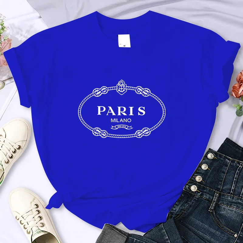 Luxury Brand Paris For Women\'s High-Quality Summer Printing T-shirt 100% Cotton Casual Oversized Y2k Personality Sleeve O-neck