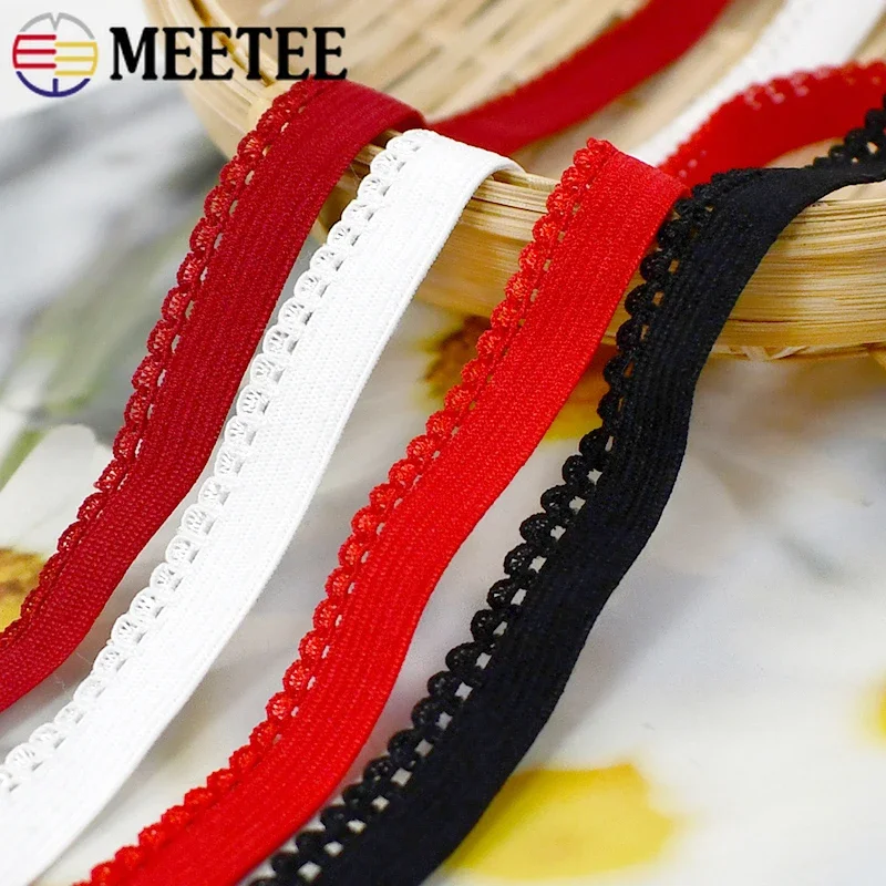 10/20/30/50M 10mm Nylon Elastic Band Underwear Rubber Bands Bra Shoulder Strap Stretch Webbing Lace Trims Tape DIY Accessories