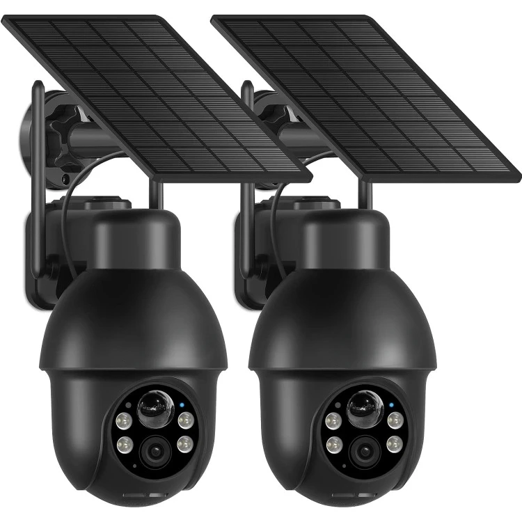 Security Cameras Wireless Outdoor - 2k Solar Security WiFi Camera with 360° PTZ, Night Vision, IP65 Waterproof, Siren