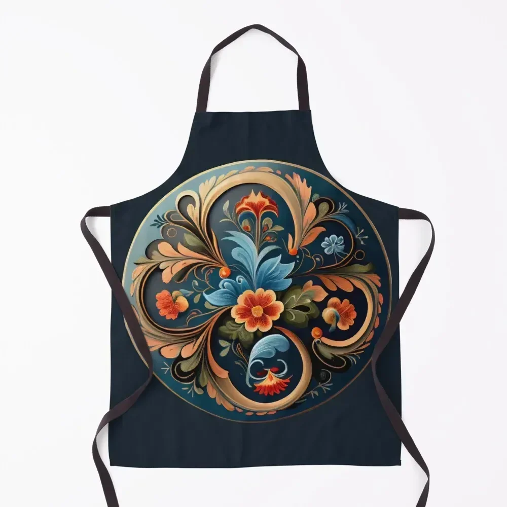 

Norwegian Blue Telemark Rosemaling Apron barber uniform Kitchen on the wall Kitchen For Men kitchen clothes for men Apron