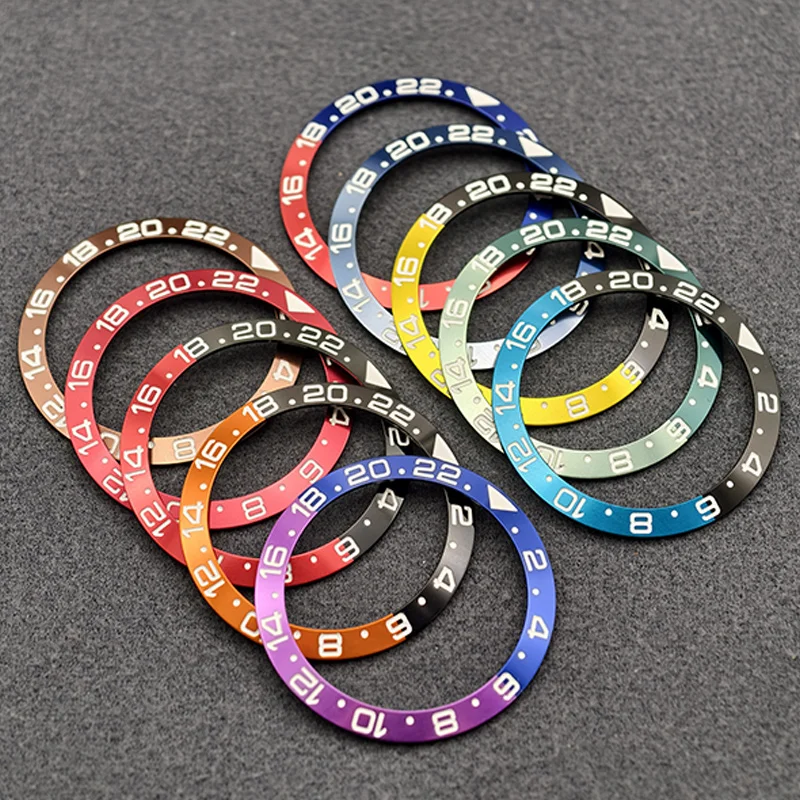 38mm Curved Aluminium Bezel Insert Ring Fits SRPD GMT SUB SKX007 SKX009 Watch Case NH35 NH36 Movement Men Watch Part Refit