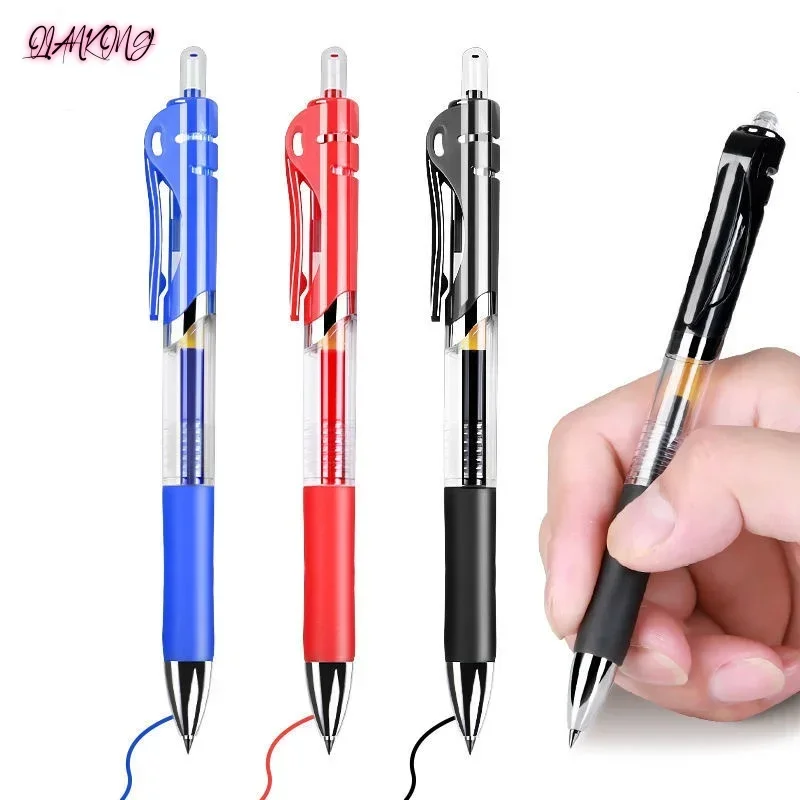 

QIANKONG 5pcs Large Capacity Retractable Ballpoint Pens 0.5mm Black Replaceable Refill Stationery School Office Supplies Gifts