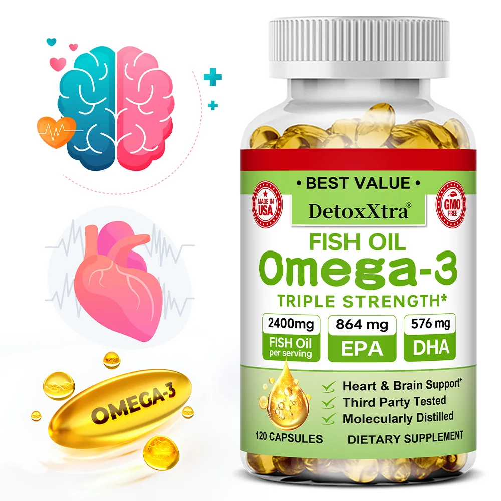 

Omega 3 Fish Oil-Rich in 864 Mg EPA, 576 Mg DHA, Supports Joint, Brain and Eye Health, Enhances Immune Function, and Antioxidant