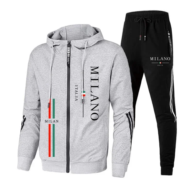 

Fall Winter Daily Casual Sporty Jogger Set Fitness Jacket Outfit 2025 New Arrival Men's Tracksuit Zip-up Hoodie Black Sweatpants