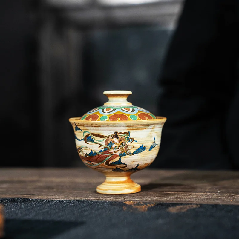 Imagem -04 - Terrina Único Copo Doméstico Kung fu Chá Conjunto High-end Chá Brewing Tigela Dunhuang Moutai Gaiwan Cultural e Criativo