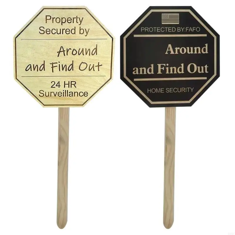 

83XC Around and Find Out Yard Sign Home Security Sign Ornament Accessory for Holiday New Year Courtyard Party Decoration