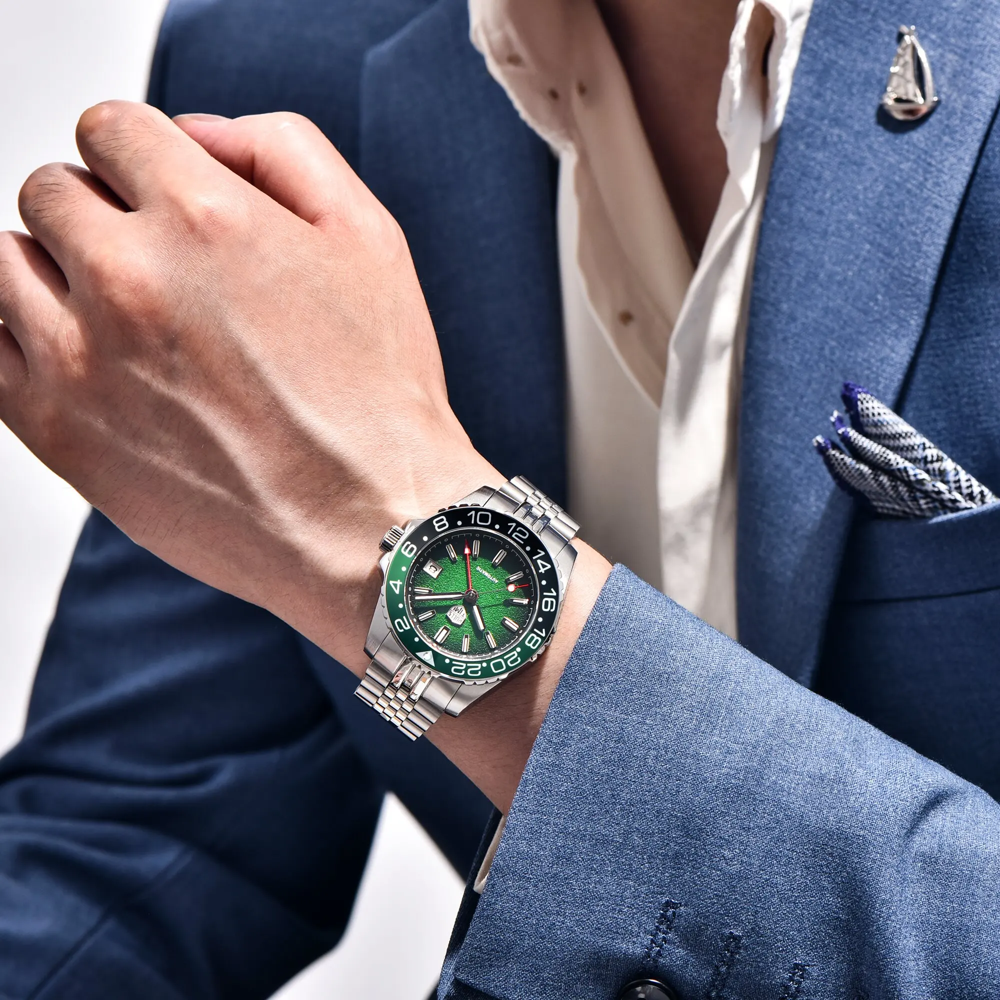 ساعة ميكانيكية جديدة للرجال من Rollstimi 2025، عصرية من الفولاذ المقاوم للصدأ، عالية الجودة، متعددة الوظائف، مقاومة للماء، عرض التاريخ