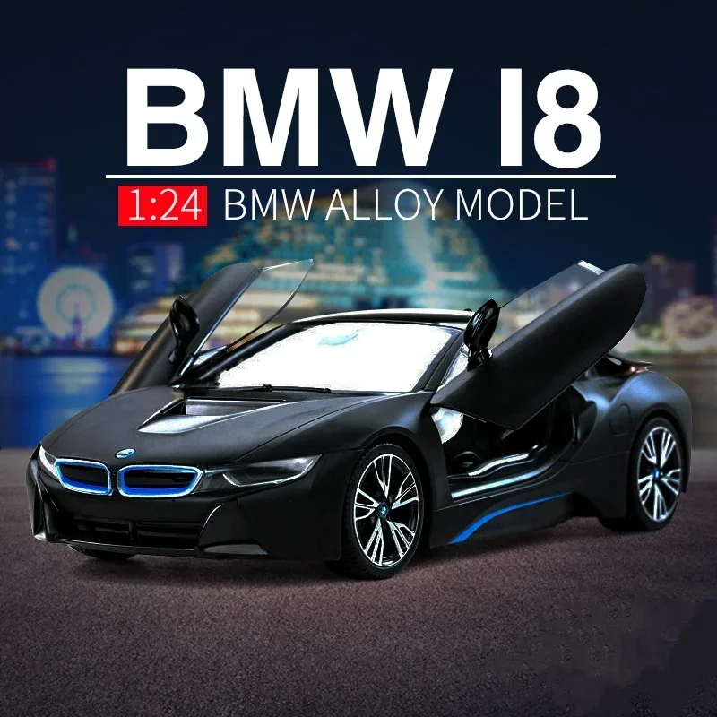 

1:24, модель спортивного автомобиля BMW I8 из сплава, Литые и игрушечные модели искусственных автомобилей, коллекция высоких моделей, подарочное украшение