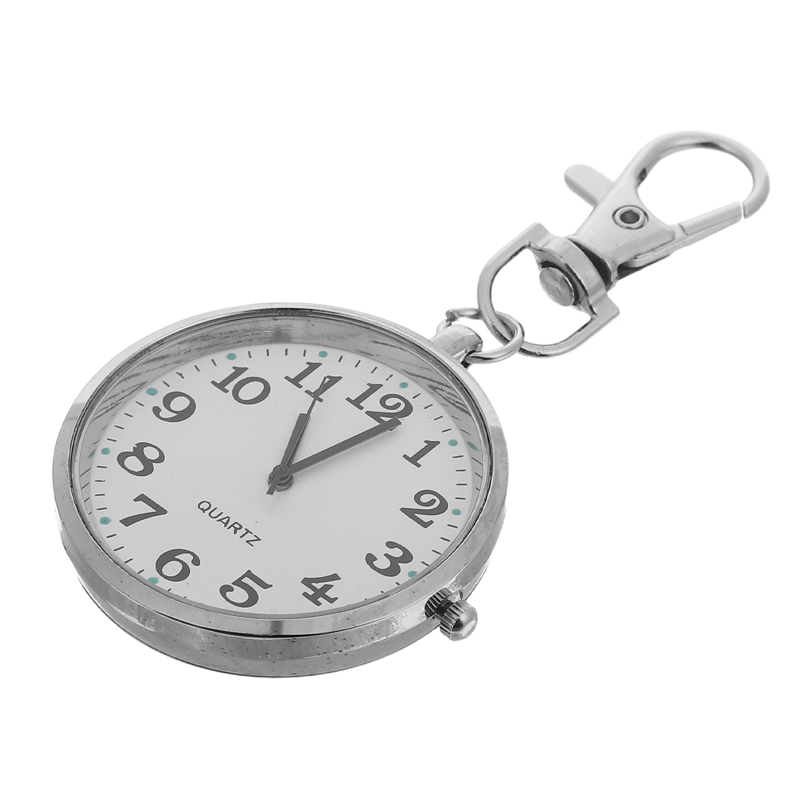 Relógio de bolso vintage com números grandes, chaveiro para idosos, exame, estudo, enfermagem, transparente, leve, metal, para mulheres e homens