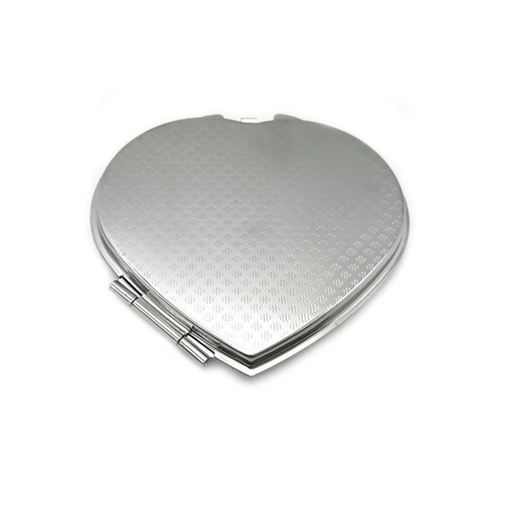 قطعتان من مرآة صغيرة محمولة على شكل مكياج قابلة للطي للمحفظة، سطح معدني شفاف عالي الوضوح فضي #5