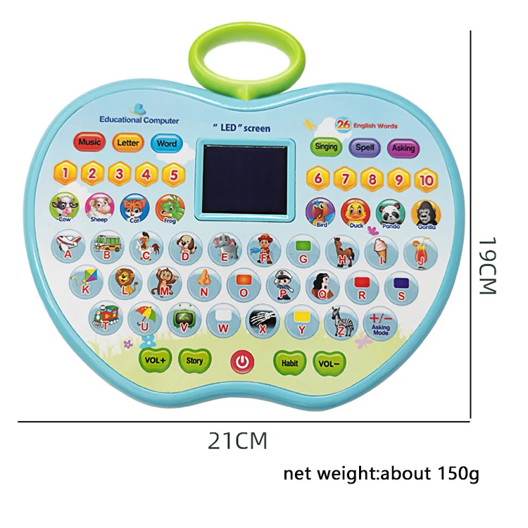 New Children Early Tablet LED Pad  Music Sounding Toy  Gifts  Point Reading Machine  Educational Toys Analog Apple for kids