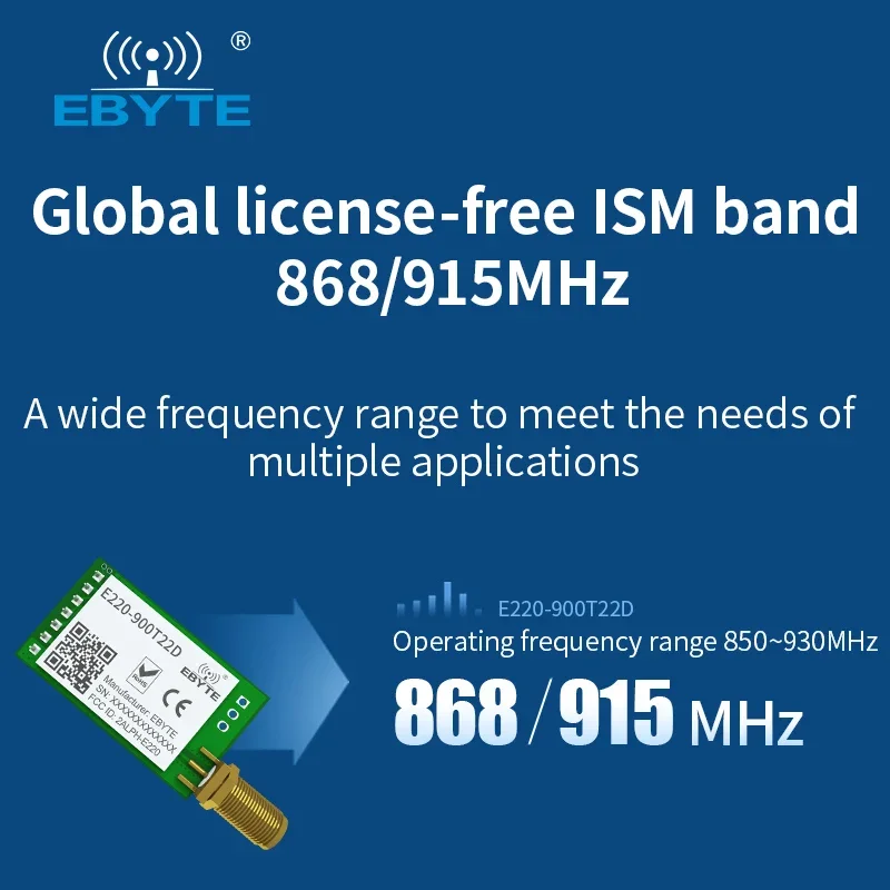 10 Uds LoRa LLCC68 868MHz 915MHz módulo inalámbrico 22dBm de largo alcance 5km EBYTE SMA-K UART RSSI transmisor receptor DIP