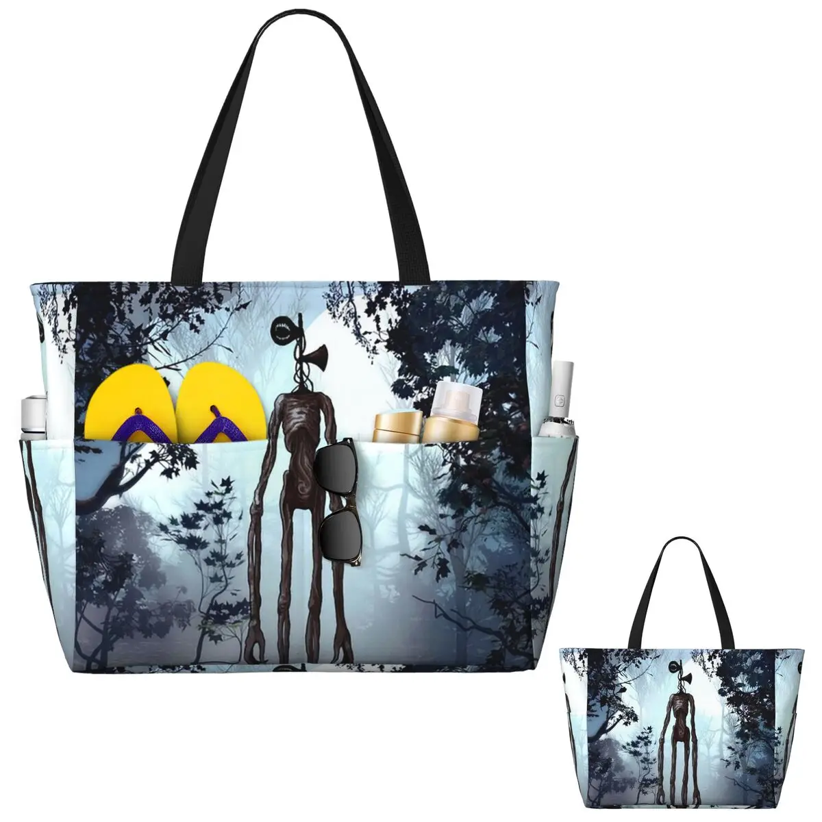 

Siren Head In Dark Forest Beach Tote Bag Sport Gym Yoga Duffle Large Tote Bag Women Travel Bag Fitness bag