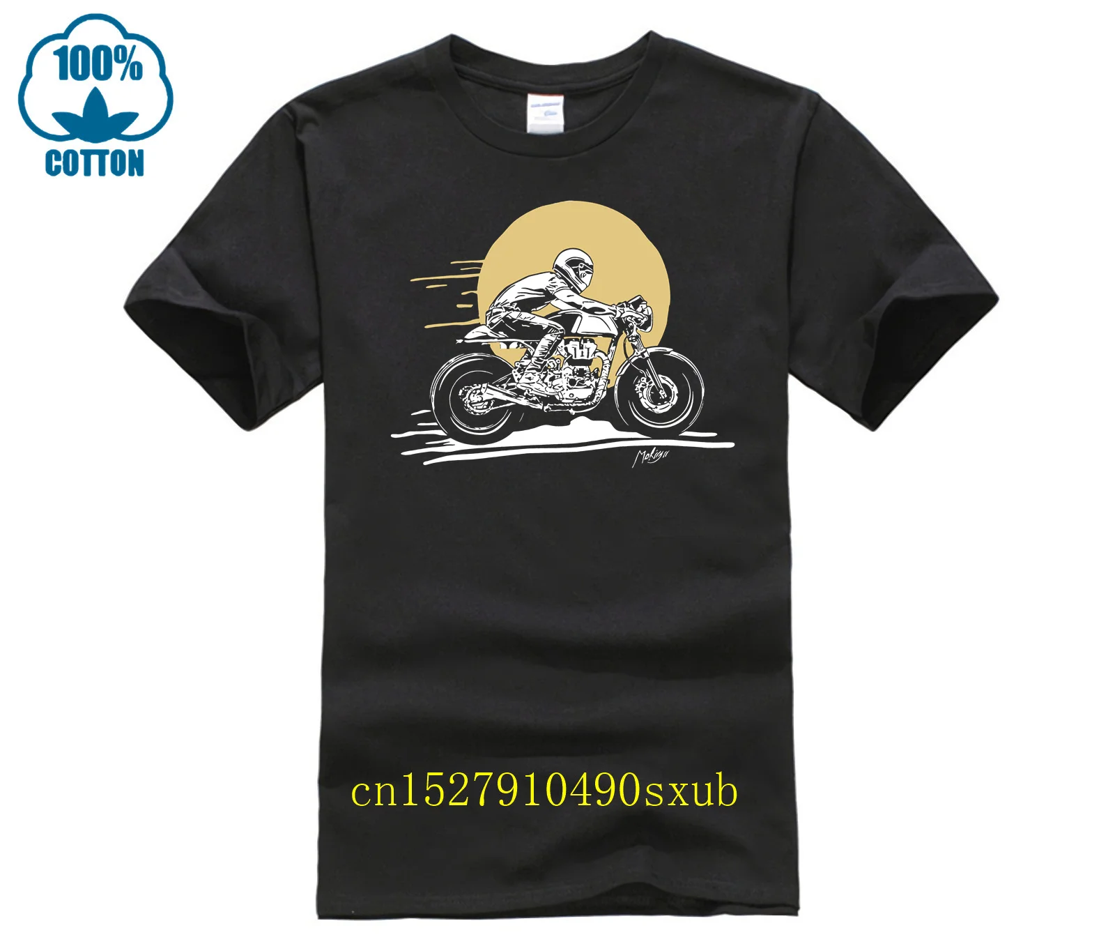 Motorrad T Shirt Herren schwarz Druck Enfield Cafe Racer GT Royal Continental T-shirt men