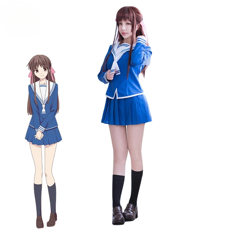 

Anime Fruits Basket Cosplay Costume Tohru Honda Cosplay Christmas JK Girl School Uniform Women Sailor Costume Top Skirt