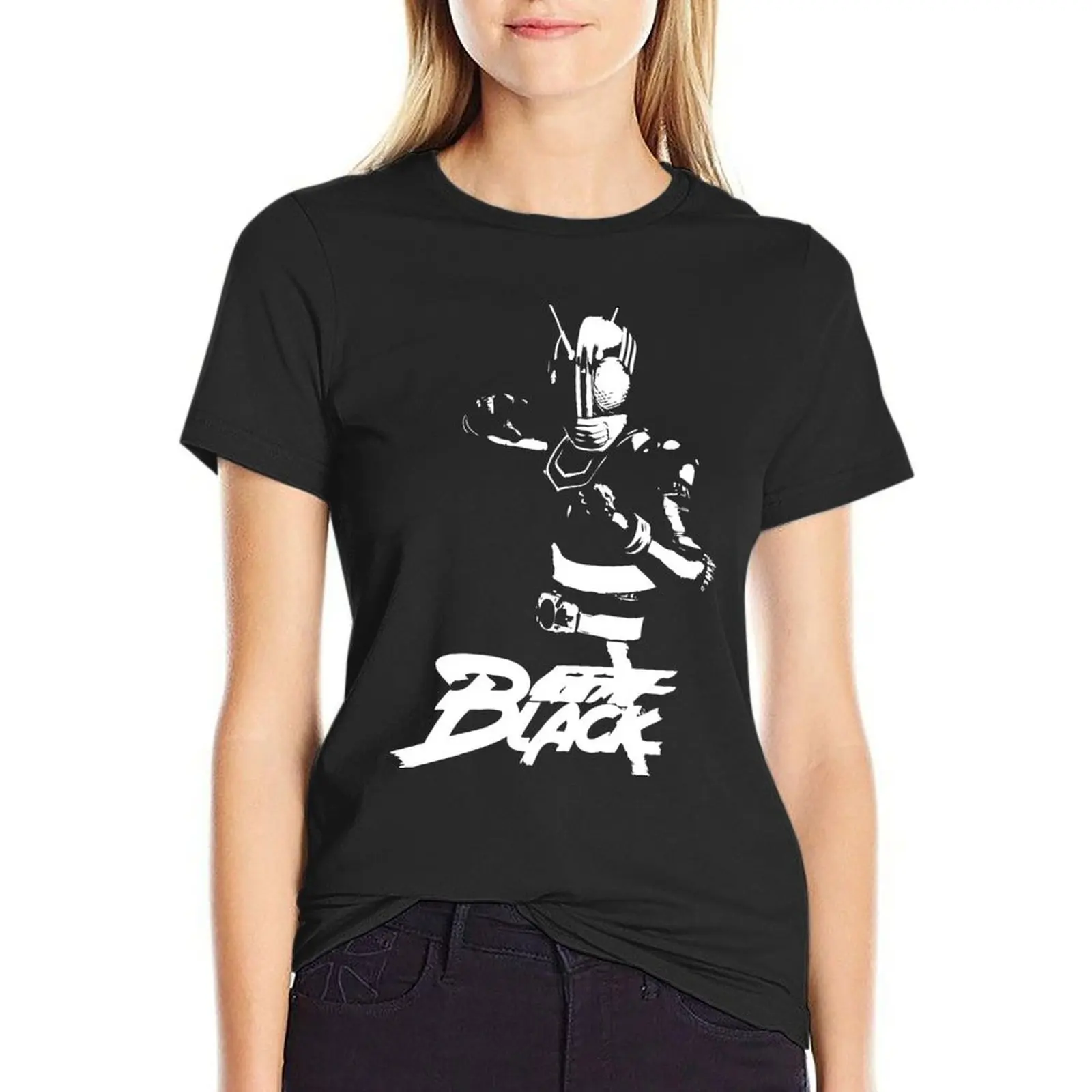 Kamen Rider-T-shirt noir pour femme, vêtement sexy, avec des médicaments mignons