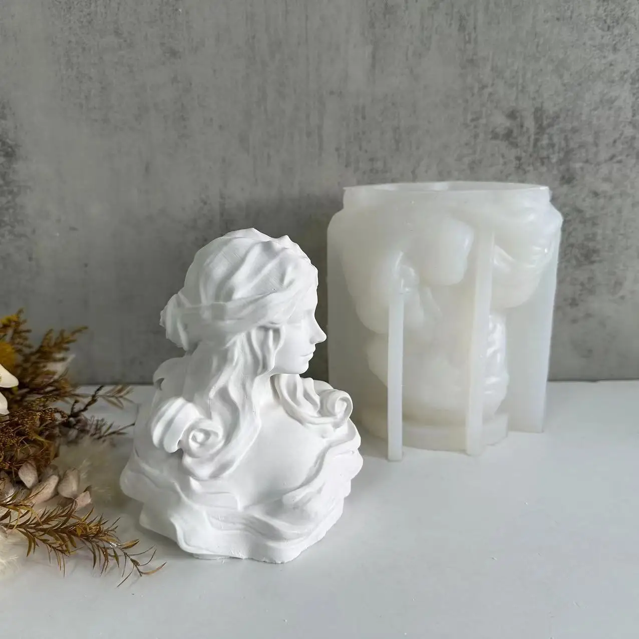 

European Goddess Statue Silicone Candle Mold Beauty Portrait Gypsum Decoration Silicone Mould