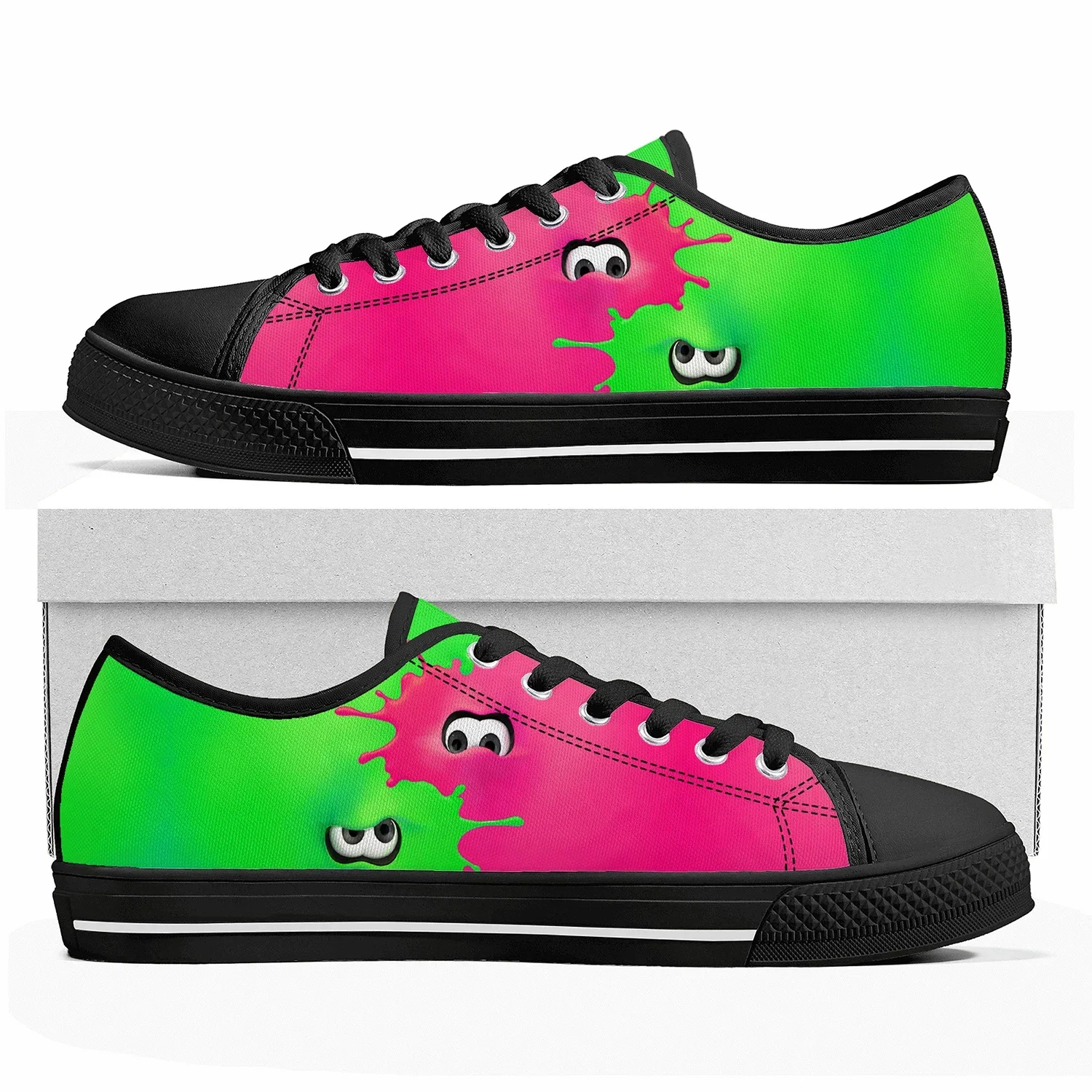 Splatoons jogo fã baixo topo tênis das mulheres dos homens adolescente de alta qualidade tênis lona casual casal sapatos sapato personalizado