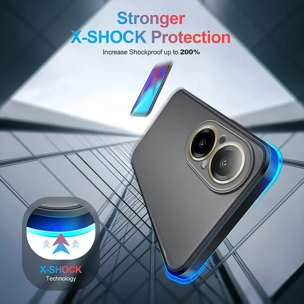 Shockproof Armor Matte Case For Realme C67 4G C65 Soft TPU Bumper Clear Hard PC Cover Capas On Realmi 11 Pro+ 12 ProPlus C53 C55 - view 3