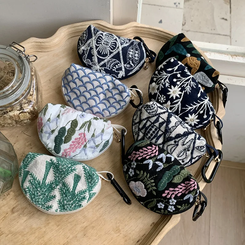 Embroidered Earphone Bag Coin Purse Simple Exquisite Fashion Trendy Funny Bag Storage Protection Bag Harajuku Envelope Key Bag