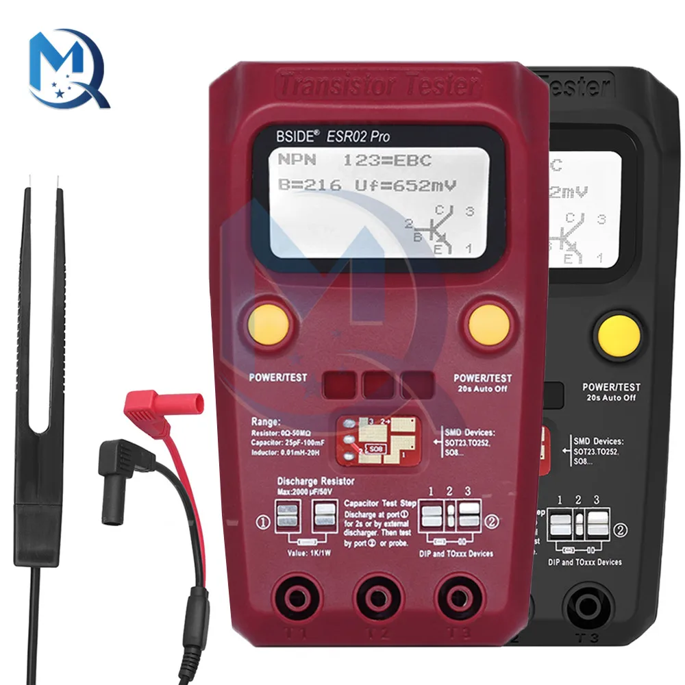 

Multi-purpose Transistor ESR/SMD Tester ESR02pro Smart Diode Triode Capacitance Resistor Meter LCD meter MOS/PNP/NPN test