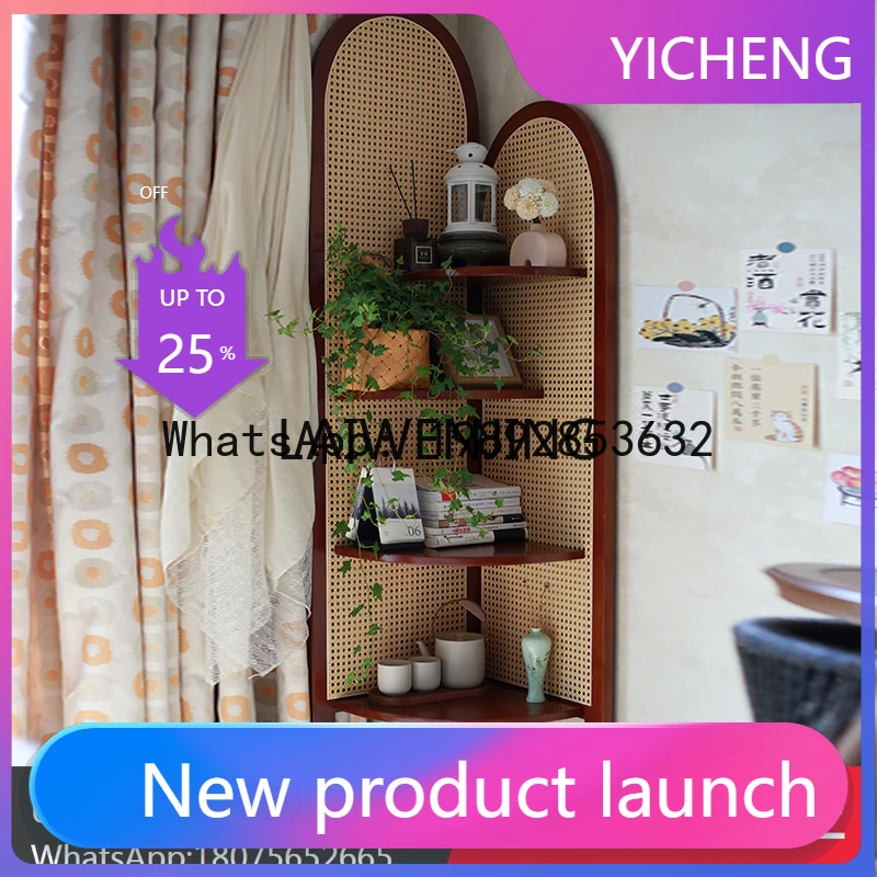

LYY rattan corner shelf display storage screen medieval bookshelf