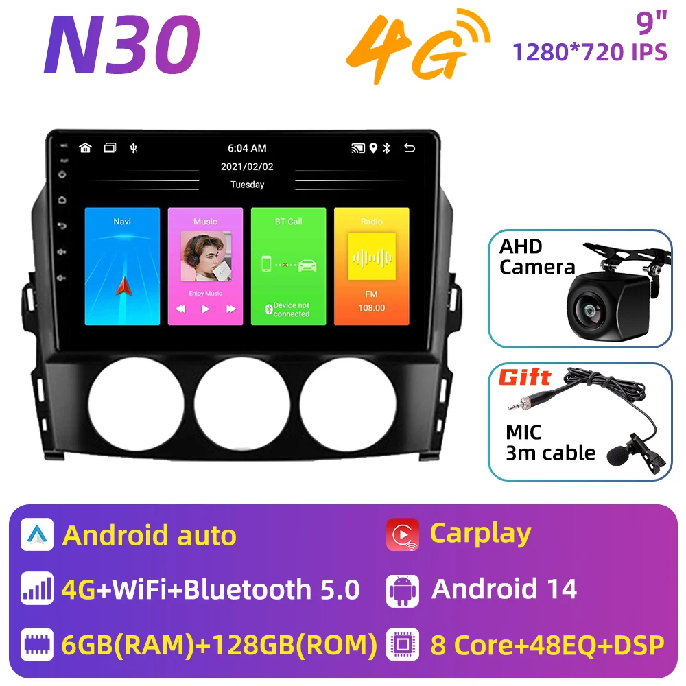 Auto radio voor Mazda MX-5 Miata NC 2005 - 2015 Auto multimediaspeler Android Carplay Auto GPS Navigatie Head Unit Stereo 2 Din