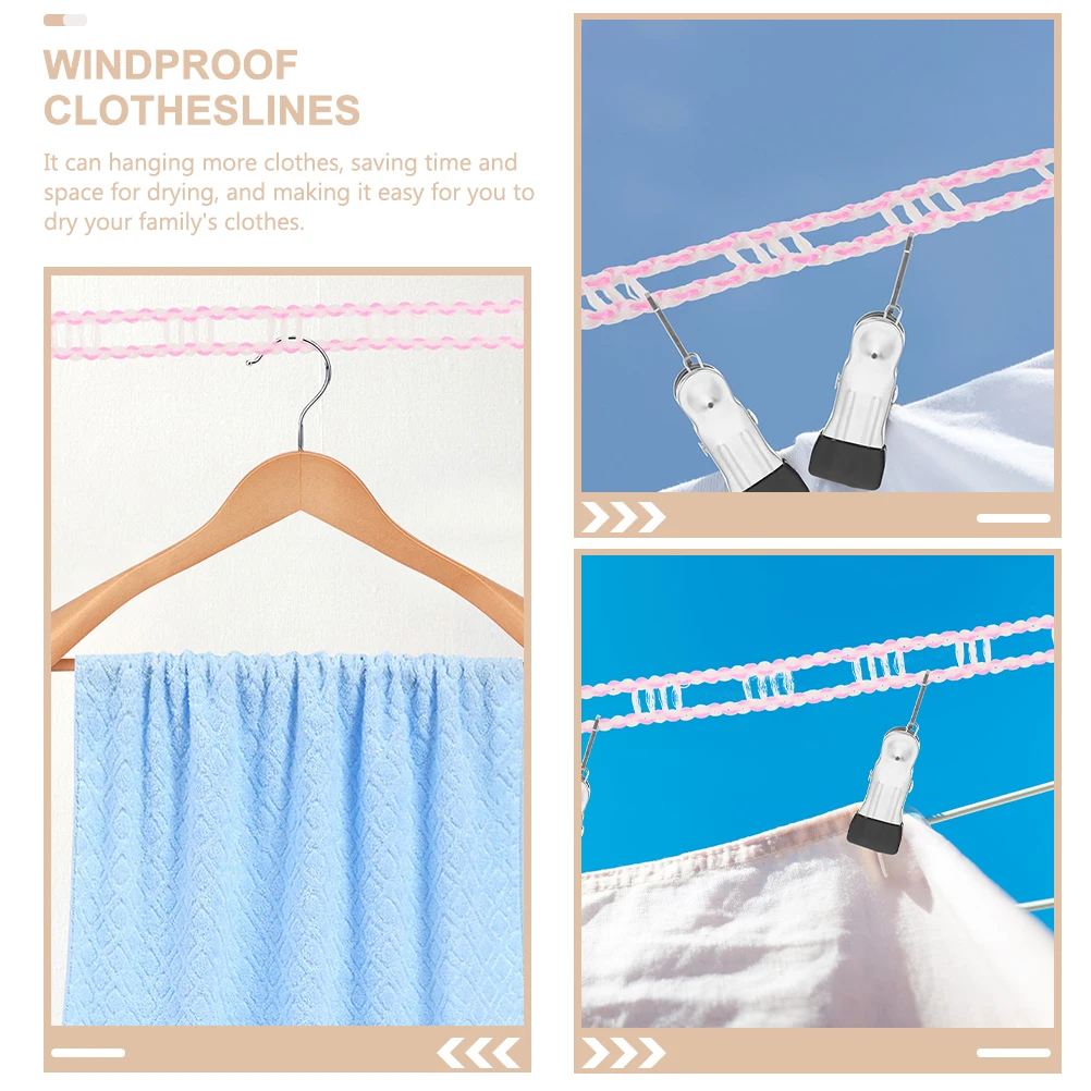 

2 Pcs Clothesline Camping Dry Windproof Clotheslines Foldable Outdoor Pink Travel