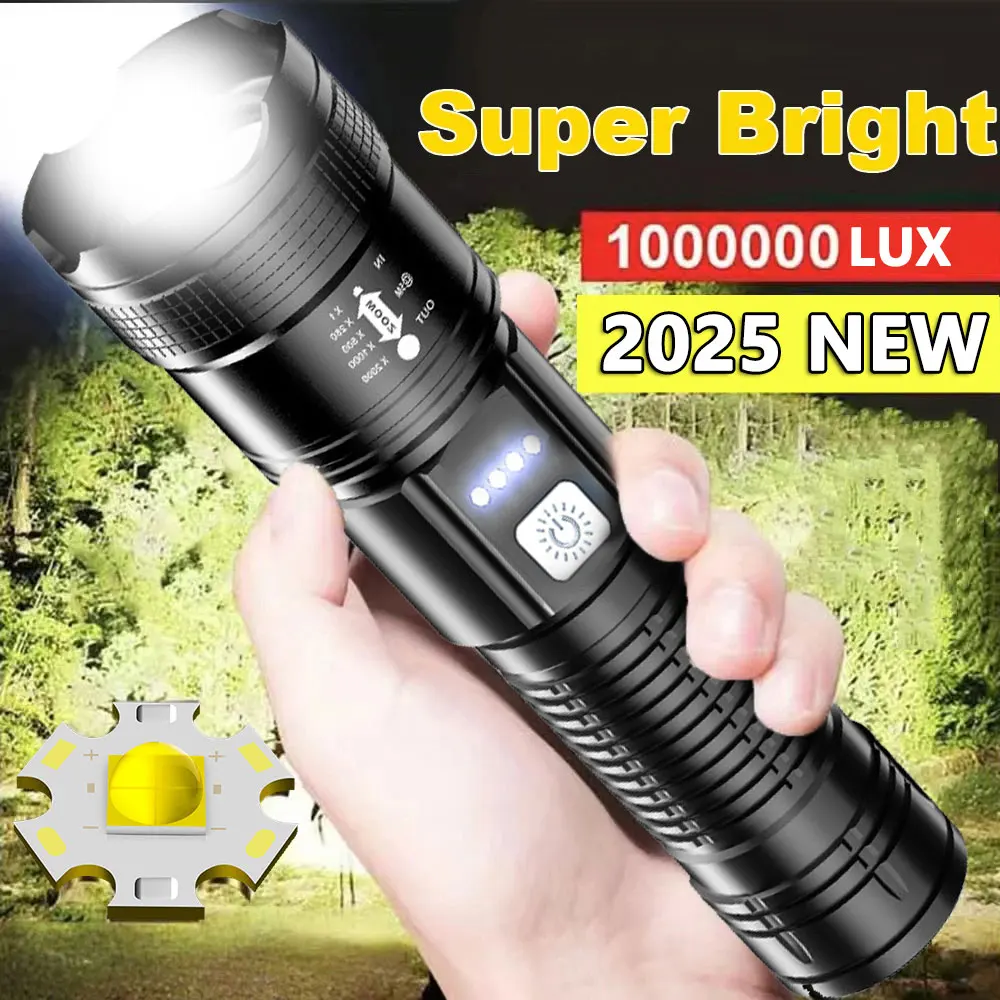 

9000LM Portable Rechargeable LED Flashlight With 3 Light Modes Telescopic Zoom Torch 1200mAh Battery Waterproof Emergency Lamp
